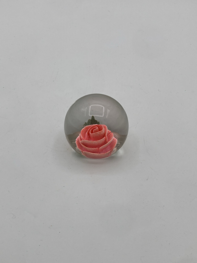 Vintage Lucite Cane Handle Finial with Encased Pink Rose – Mid-Century